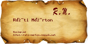 Réti Márton névjegykártya