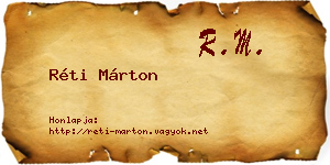 Réti Márton névjegykártya